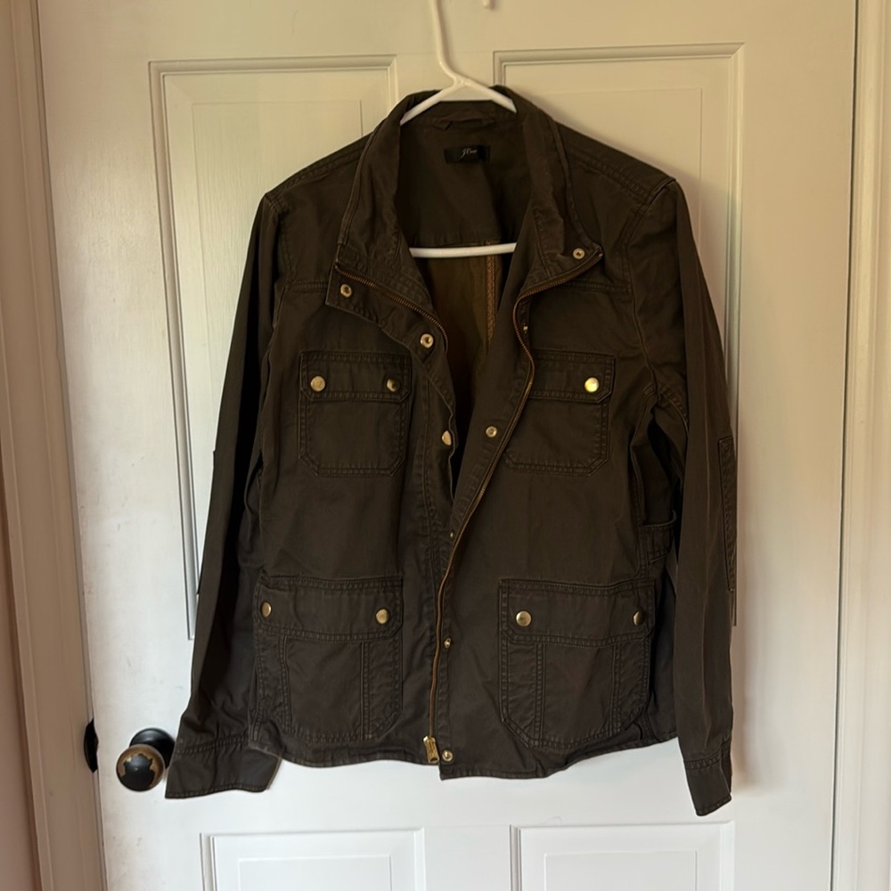 J Crew oilcloth Green jacket XL